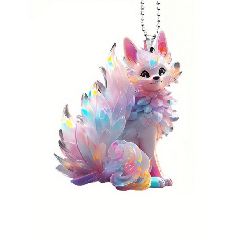 Акриловый 2D цветной принтованный брелок в форме лисы - уникальный брелок и подвесной кулон на зеркало автомобиля - праздничное украшение для вечеринки, украшения для рождественской елки