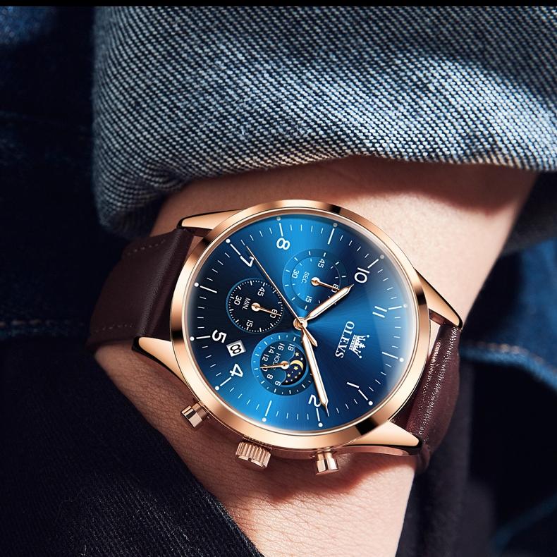 OLEVS Брендовые кварцевые часы, многофункциональные деловые водонепроницаемые мужские часы, мужские часы