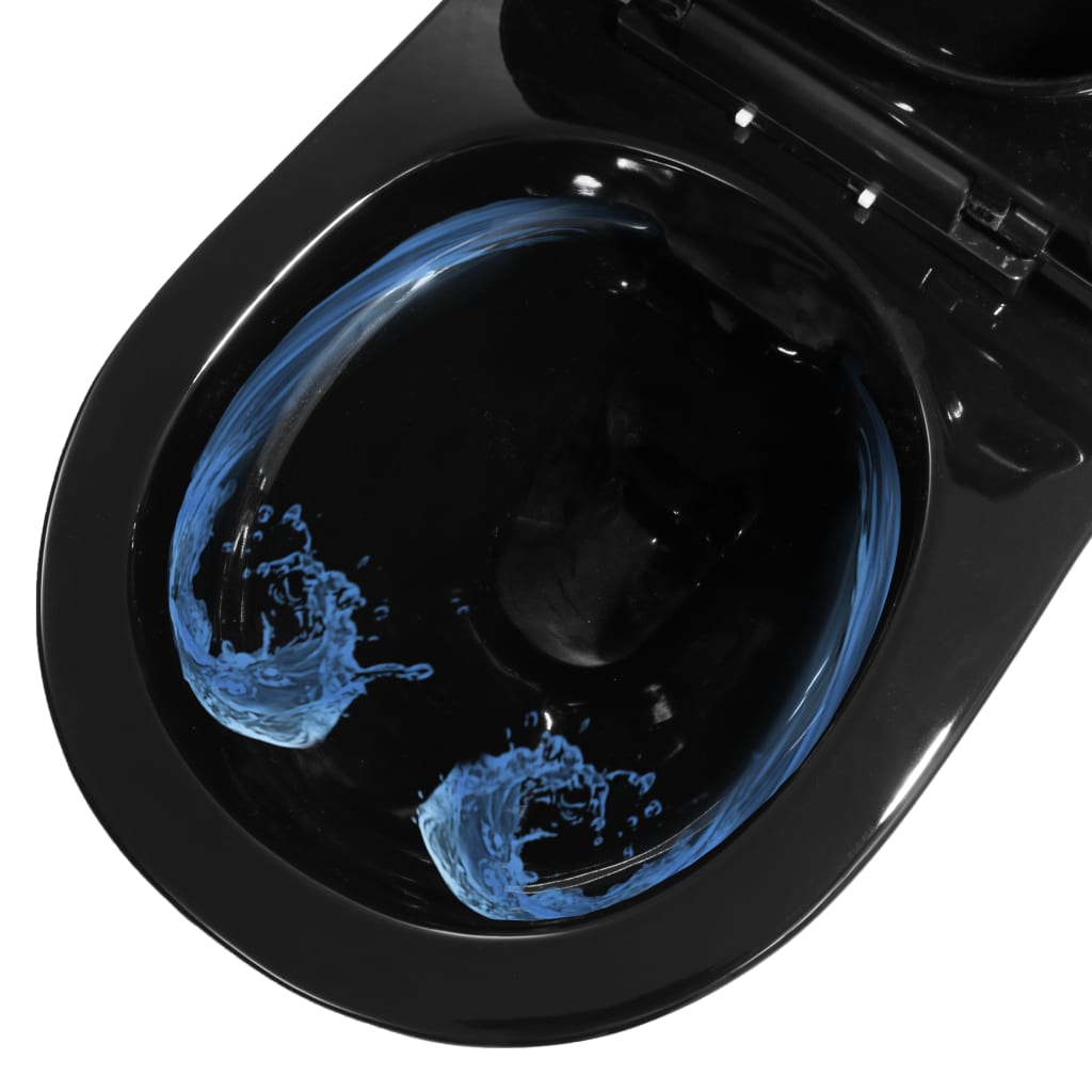 Wall mounted toilet without rim ceramic black