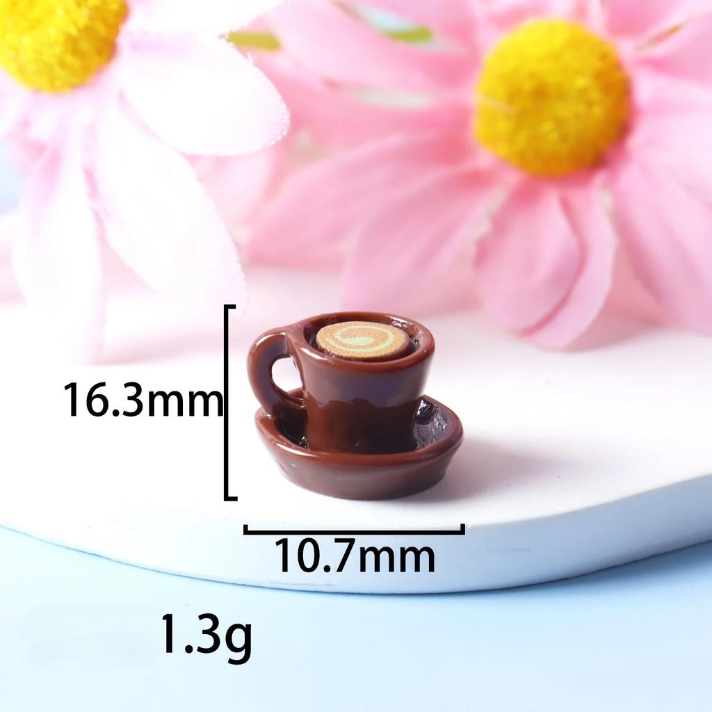 8pcs Cute Multi Color Small Coffee Cups Charm 3D Resin Beverage Cups Earrings Pendant Necklace Keychain DIY Jewelry Make
