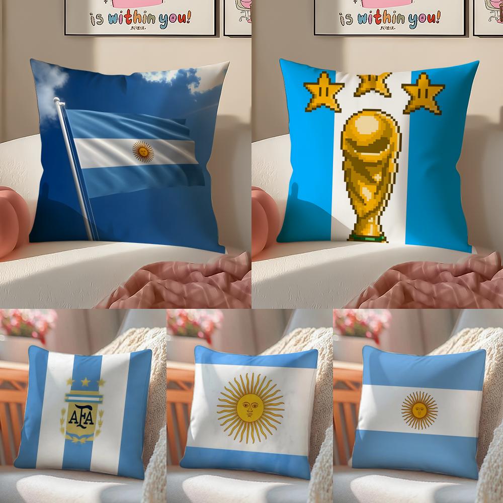 Honorary Proud Souvenir Nation AArgentina FLAG Cushion Cover Pillowcase Short Plush Invisible zipper Room Sofa Cushion Cover