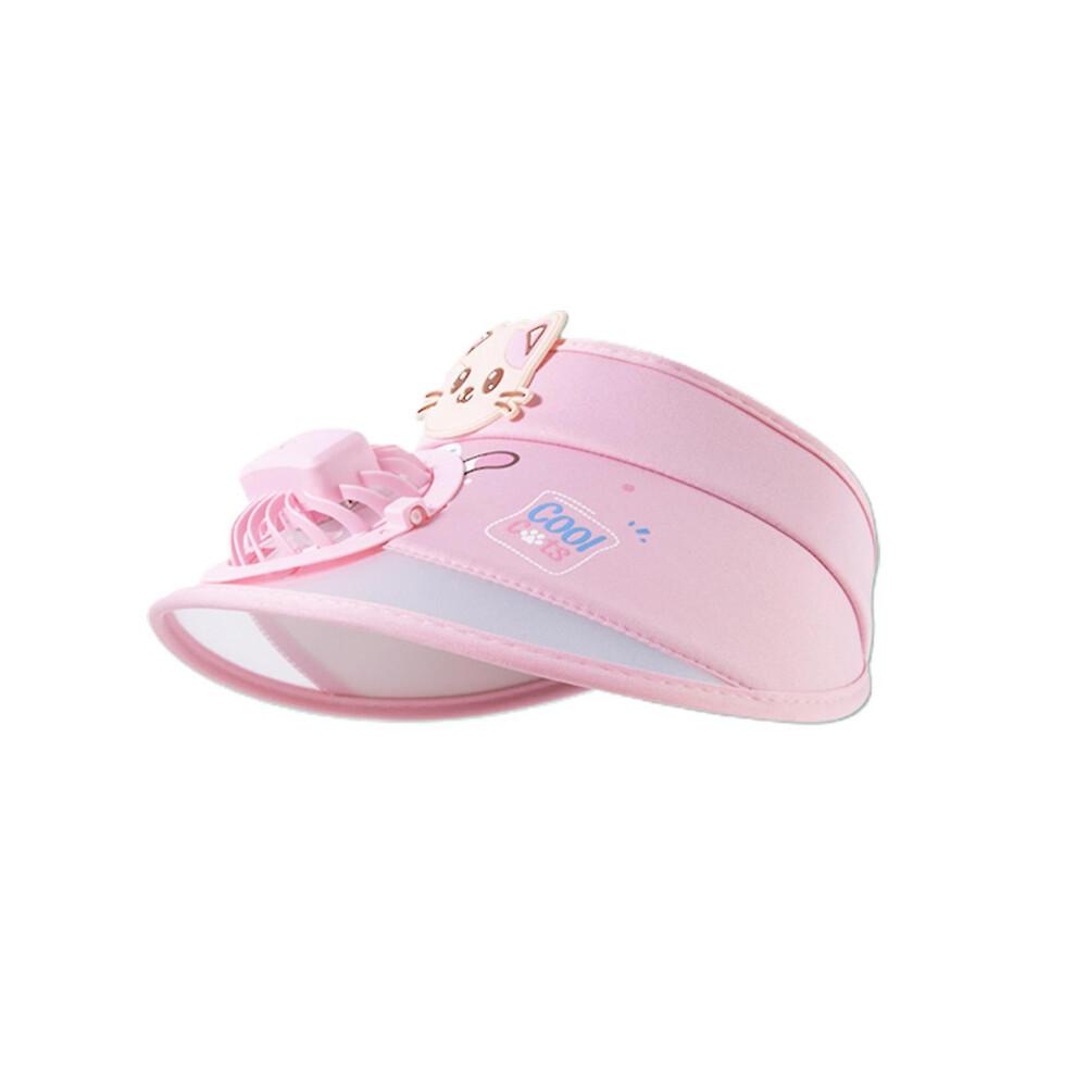(Light pink) Kids Fan Cap Summer Fan Cap Usb Rechargeable Children's Empty Top Cap Gift For Kids
