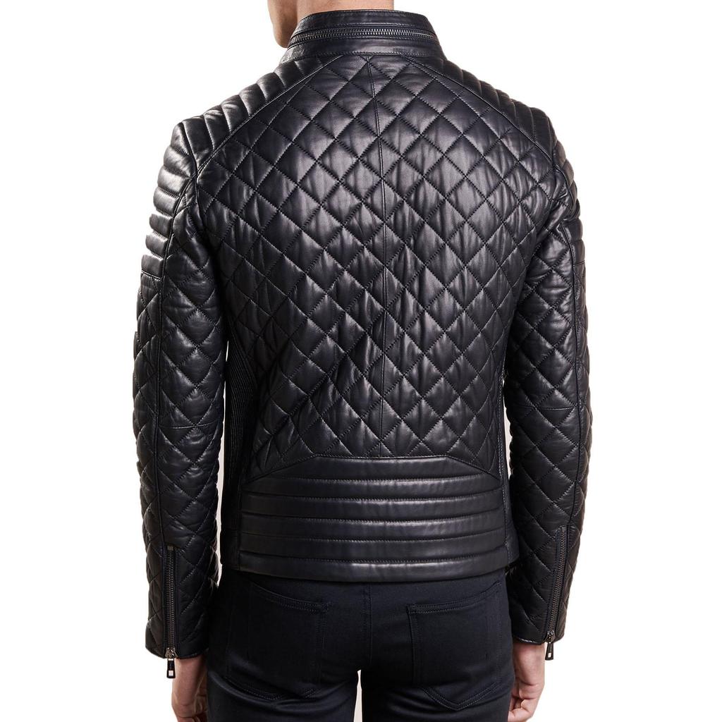 SkinOutfit Men's Genuine Lambskin Black Leather Jacket Stylish Motorcycle Bomber Biker Outerwear MJ 221