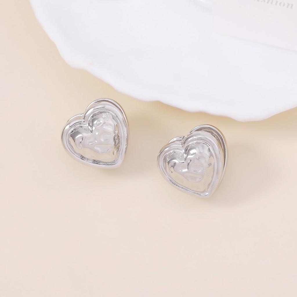 Хип-хоп панк стиль ретро двусторонний трехмерный текстура молотка любовь персиковое сердце серьга-гвоздик нишевый простой и универсальный