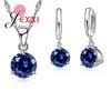 Big Promotions Simple Three Claws Round Crystals 925 Sterling Silver Pendant Necklace Earring Jewelry Sets Women Wedding