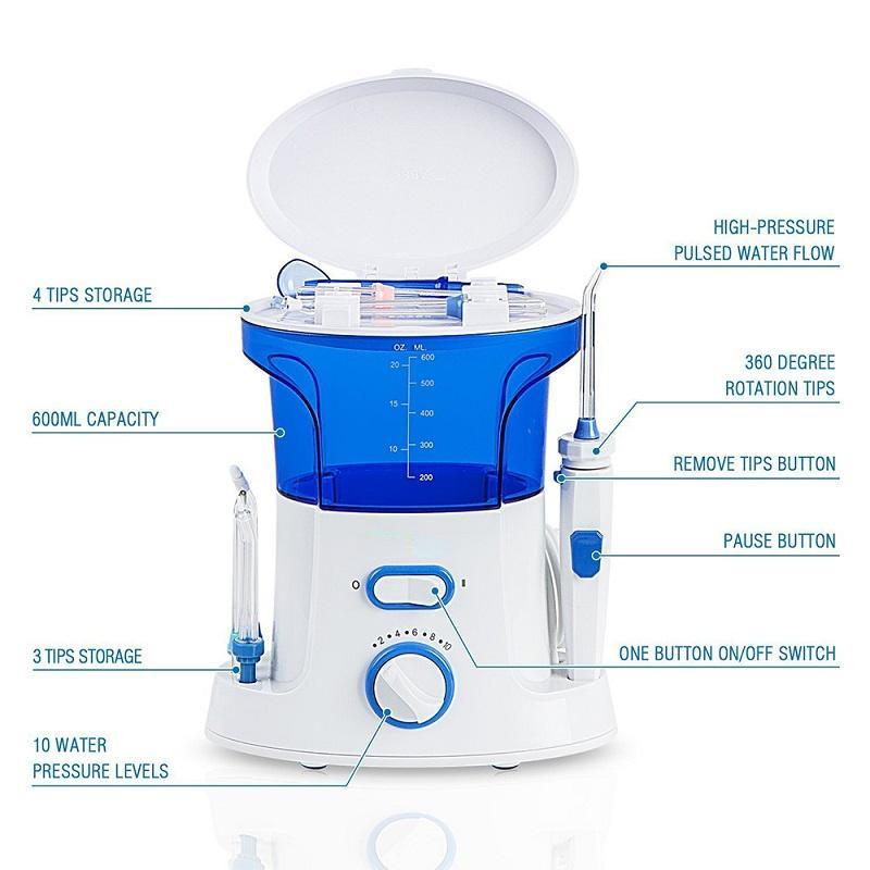 600 мл электрическая зубная нить ирригатор для полости рта для домашнего использования портативный настольный подходит для 7 зубных нитей для домашнего использования