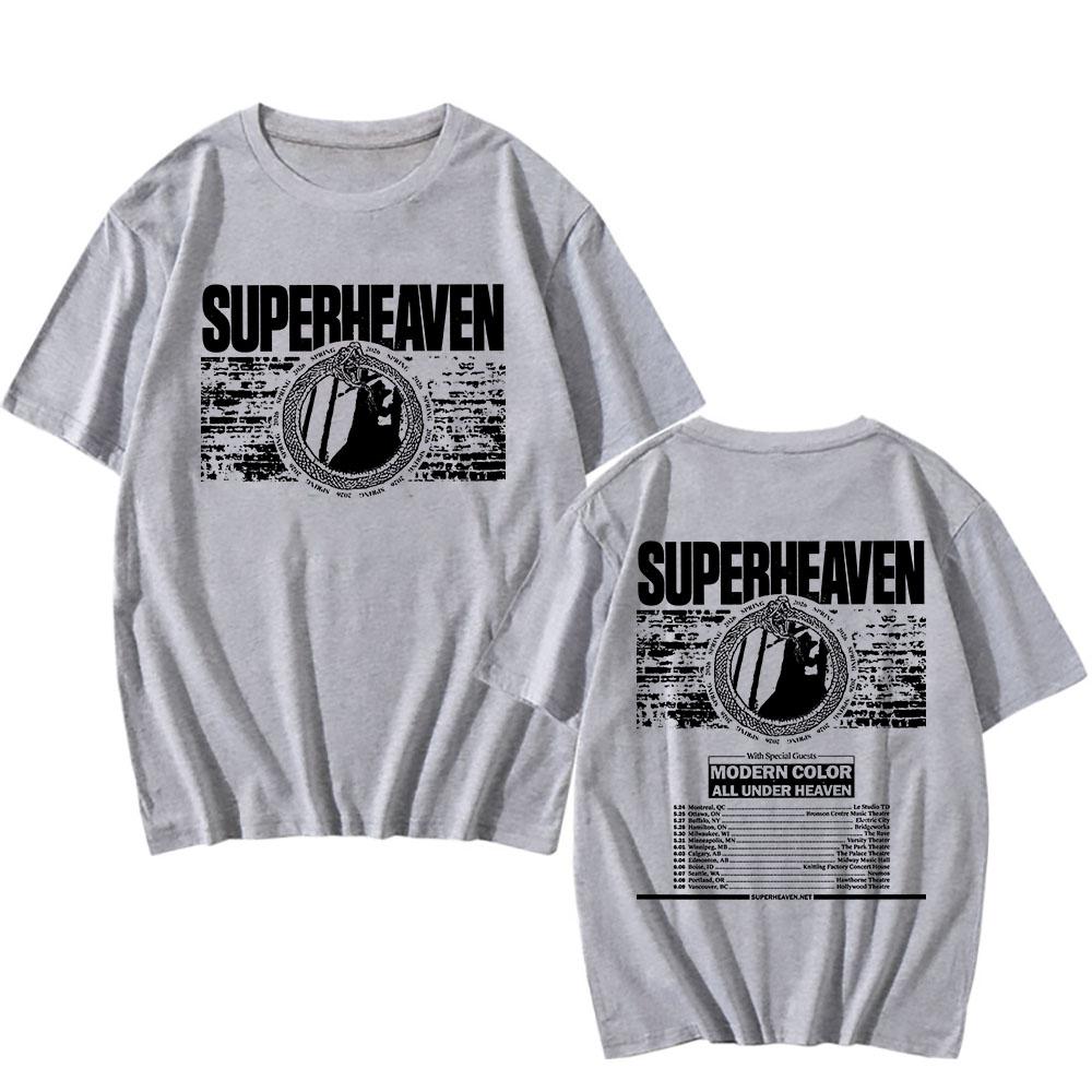 Футболка SUPERHEAVEN Tour 2026 Унисекс Уличная одежда Хлопок Летняя мода Хип-хоп Футболки с коротким рукавом Мужские/Женские Футболка