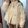 Модная женская хлопковая куртка-пуховик с капюшоном и длинным рукавом, повседневная зимняя свободная толстая пуховая куртка, женская элегантная куртка на молнии с завязками 25443