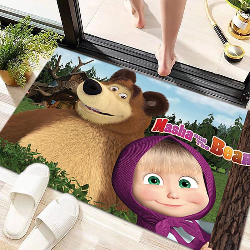 Russian animation Masha and the Bear Fairy Tale Cartoon Carpet Soft Home Living Room Bedroom Door Mat Outdoor Picnic Ground Mat rug T6