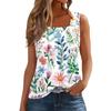 Women's Pleated Square Collar Sleeveless Vest Print T-shirt