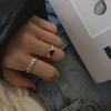 Стильное регулируемое кольцо S925 с черным сердцем для женщин, модное минималистичное ювелирное изделие, подарок