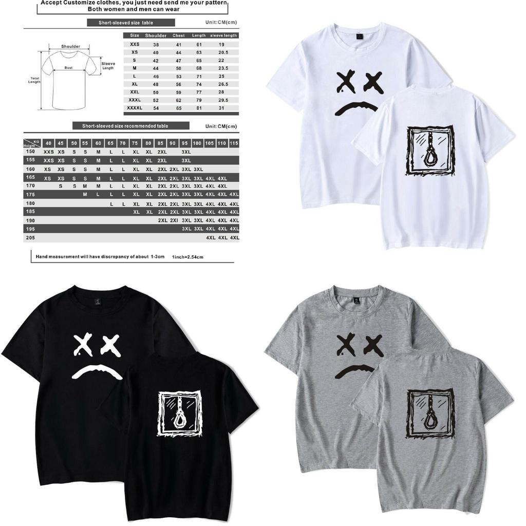 Tshirt Lil Peep Triste Emotion Rappeur Causal Tee Noir Blanc Femme Polo Homme