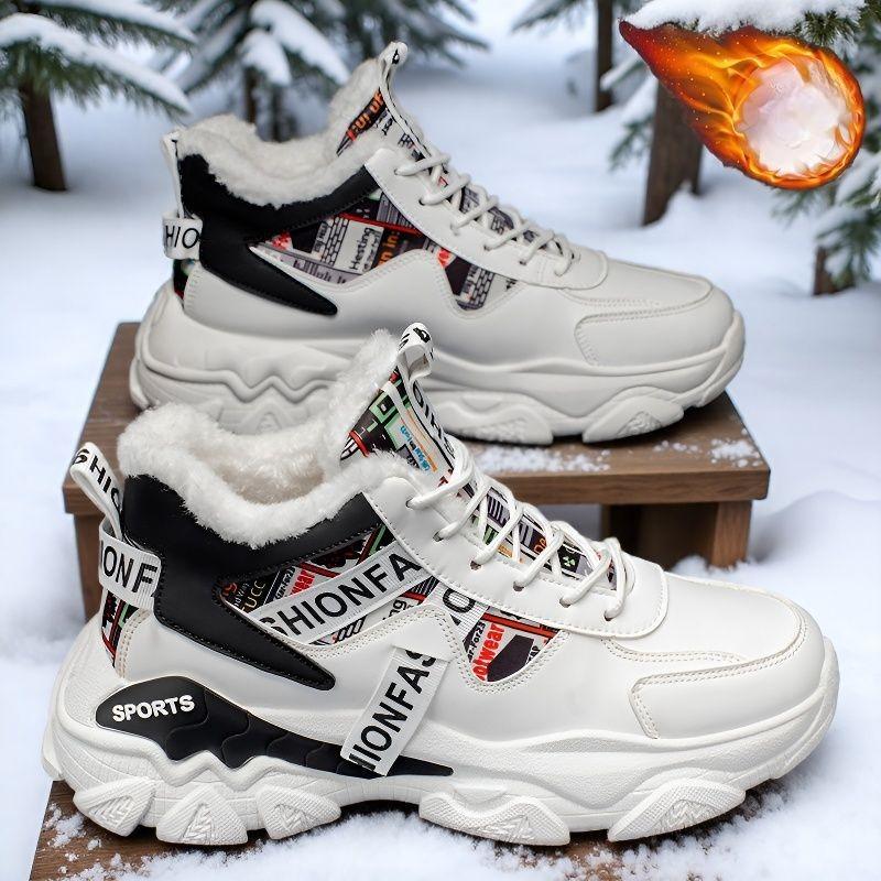 Men's Snow Boots Winter Velvet High-top Sports Shoes Trendy Versatile Thick-soled Thickened Warm Dad Shoes