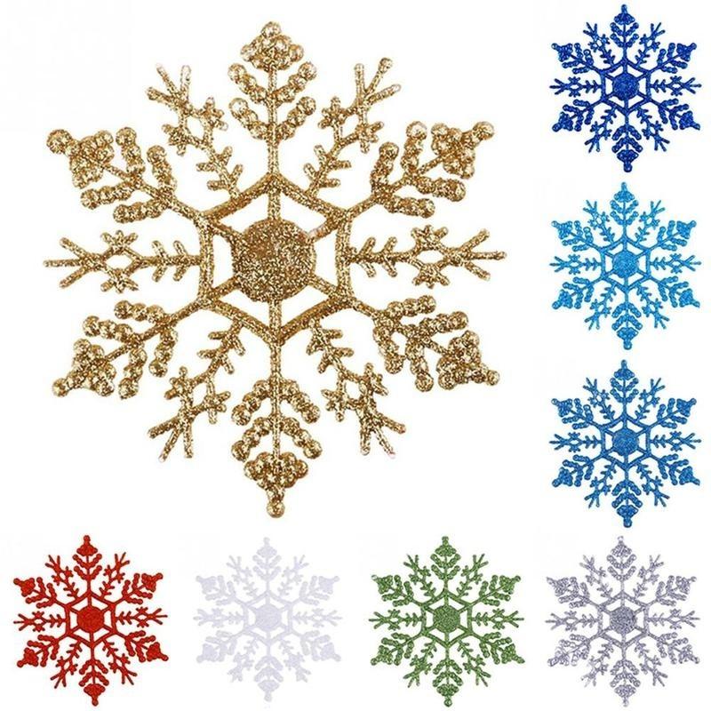 Merry Christmas Glitter Snowflakes Christmas Xmas Tree Ornaments Party Home Decoration