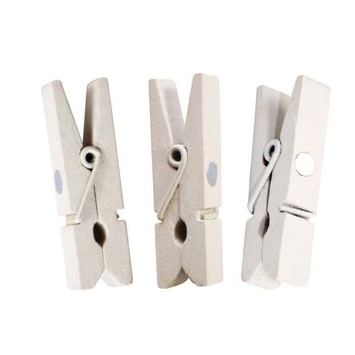 Pince à linge magnétique 3,5cm blanc x10 pièces