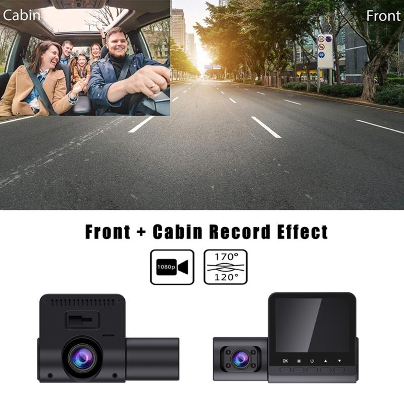 Мини DVR 3-канальный 2,4-дюймовый Видеорегистратор для автомобиля Full HD Авторегистратор Видеокамера DashCam