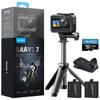 AKASO Brave7 Экшн-камера 4K Экшн-камера с 64 ГБ IPX8 Водонепроницаемая до Подводная камера с зажимом-клипсой для рюкзака и мини-штативом, палкой для селфи, камерой, картой,