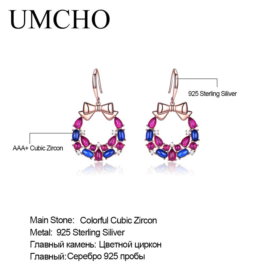 Серьги в виде рождественского венка оптом из розового золота с фиолетовым синим цирконием, серьги из стерлингового серебра 925 пробы с кубическим цирконием