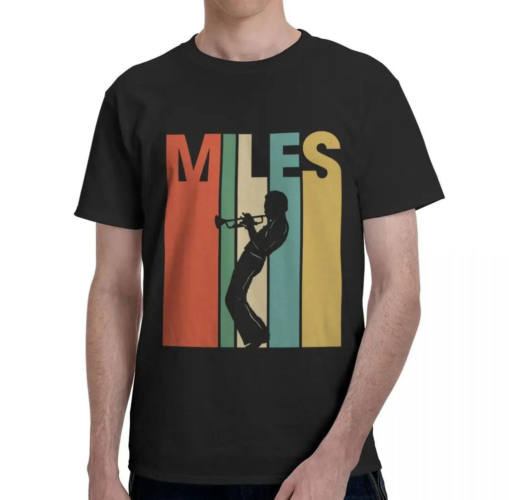 Retro Miles Davis Trumpet T Shirts Casual Tee Shirt Blue Music Gift Short Sleeve Oneck Novelty Funny Printed Classical TShirt