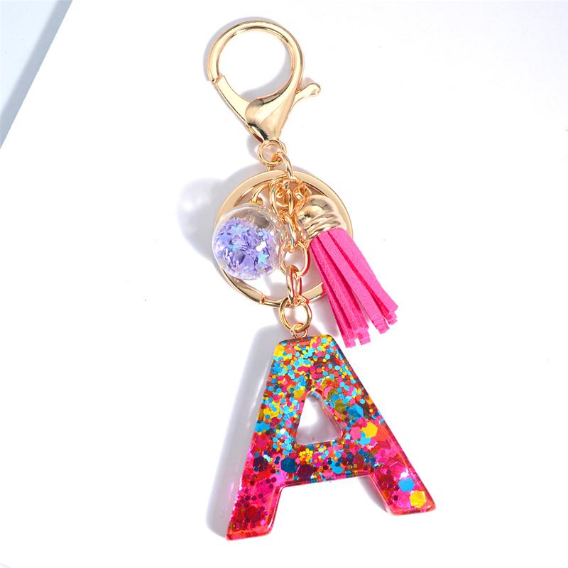 1 шт. брелок с блестками и кисточками в виде буквы, рождественский цвет, новый розовый красный брелок для ключей, автомобильный подарок