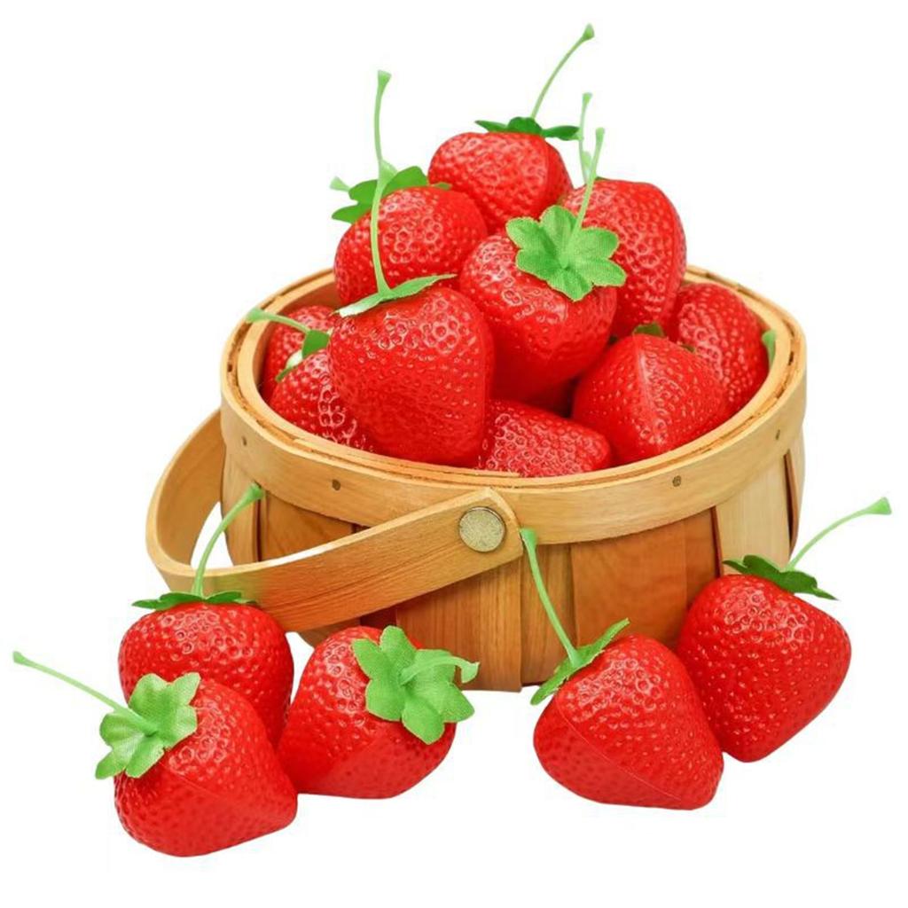 10Pcs Artificial Strawberry Simulation Fruit Model for Home Kitchen Wedding Table Decoration Basket Display Photography
