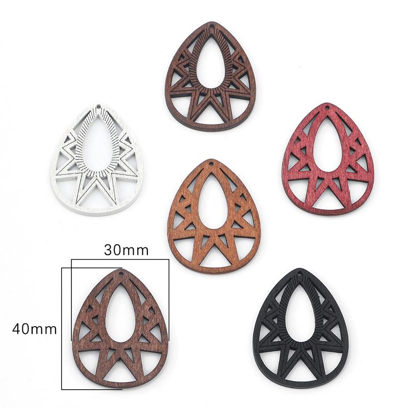 10шт деревянные полые резные орнамент аксессуары для DIY серьги ювелирных изделий ремесло