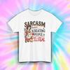 Sarcasm Shirt Beating People Is Illegal Funny Retro Housewife Humor Tee S-5XL