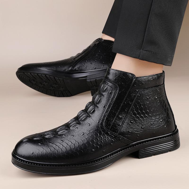 Модные Удобные Мужские Ботильоны из Натуральной Кожи для Бизнеса Повседневная Кожаная Обувь Модные Ботинки Челси Обувь для Отдыха и Прогулок Высокие Ботинки