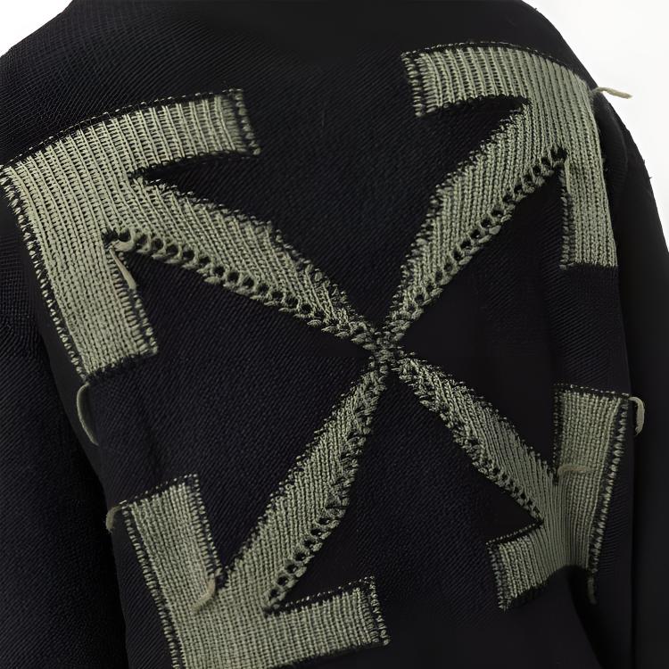 OFF WHITE FW21 Свитер Свободный крой Мужской Черный OMHE088F21KNI0011055