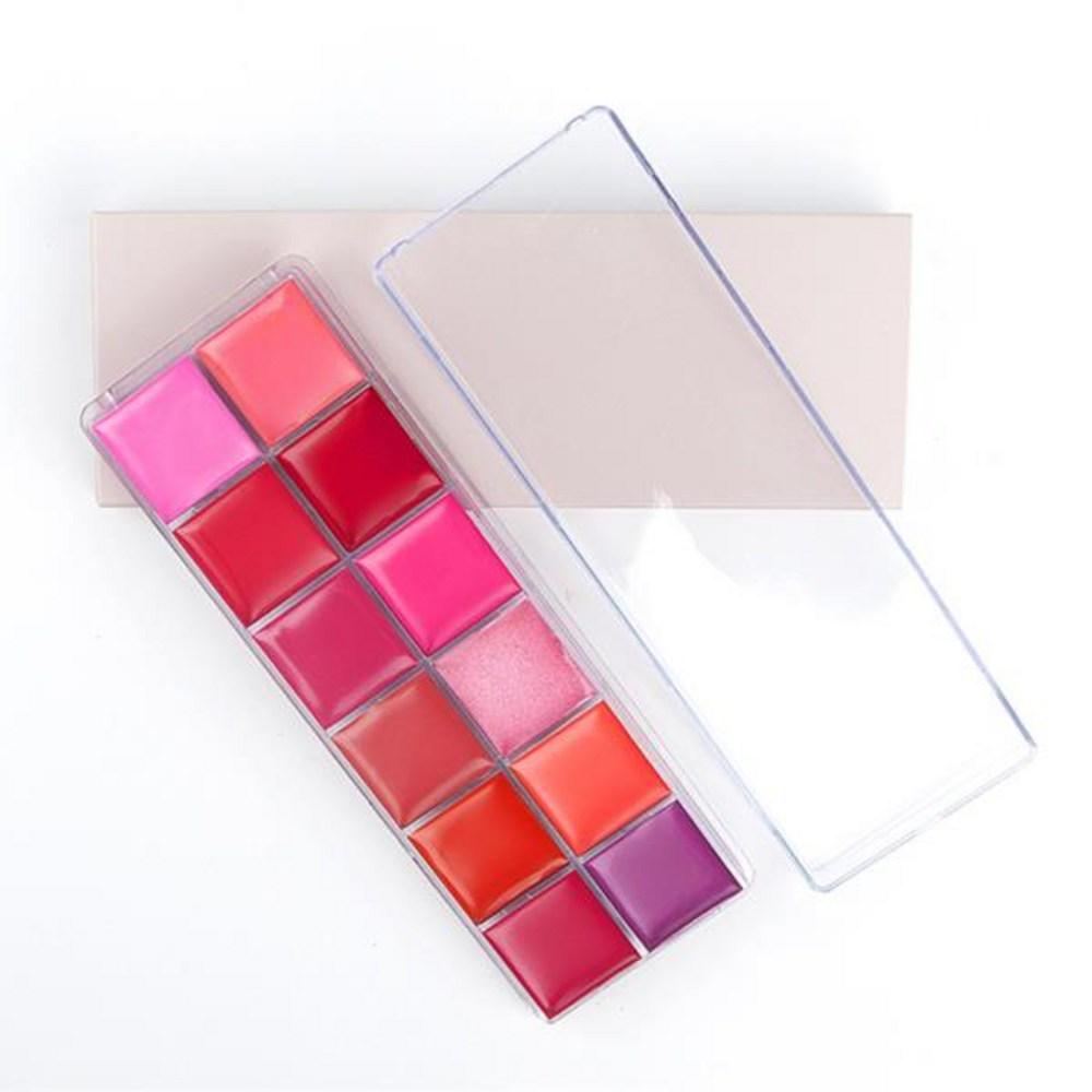 Палитра для губ Макияж Увлажняющий Нелипкий Контурирующий Мерцающий и Матовый Стойкий 12 Цветов, Палитра для губ, 1 шт.