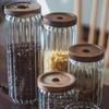 Стеклянная банка для хранения с крышкой из акации, деревянной, кухонная, для закусок, чая, кофейных зерен, высокая вместимость, из высокоборосиликатного стекла, герметичные бутылки для хранения