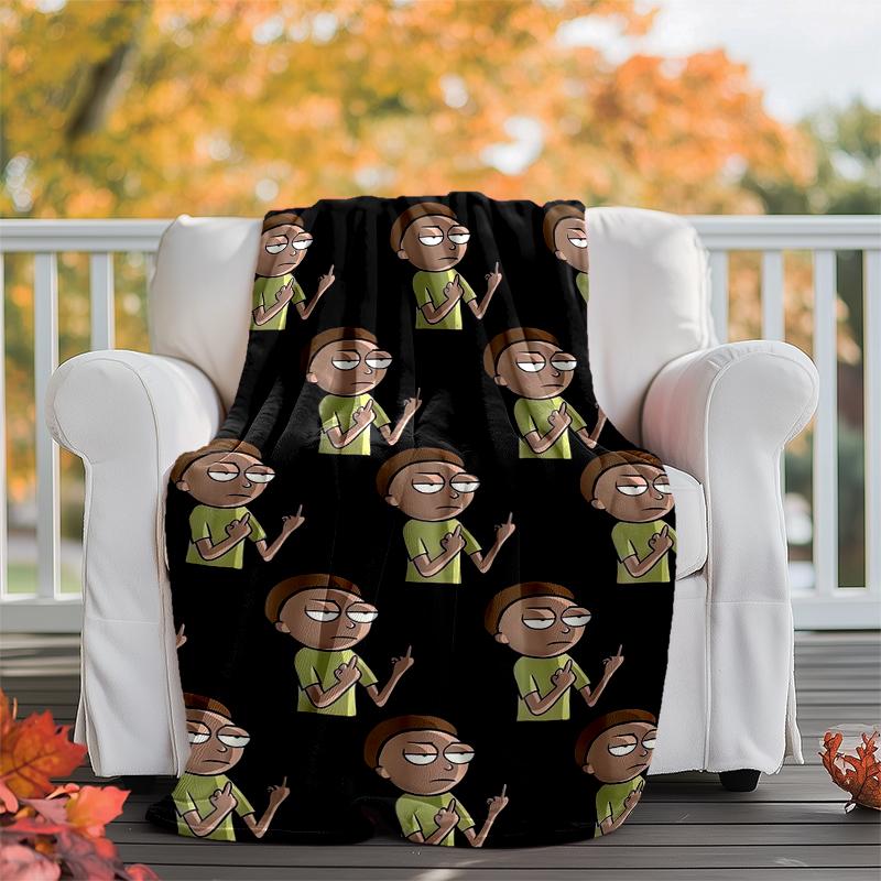 Rick and Morty Flannel Blanket Soft Warm All-Season Throw, Design for Camping, Car Travel, Hiking Sofa, Bed, Office Perfect Gift for Parties