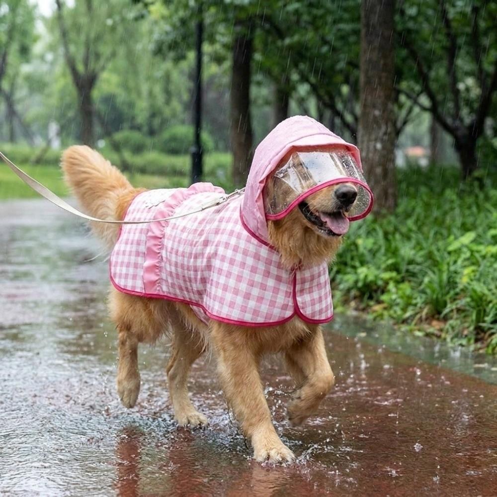 Windproof Waterproof Dog Coat With D-ring Pet Rain Jacket Protective Dog Hooded Raincoat  Rainy Day