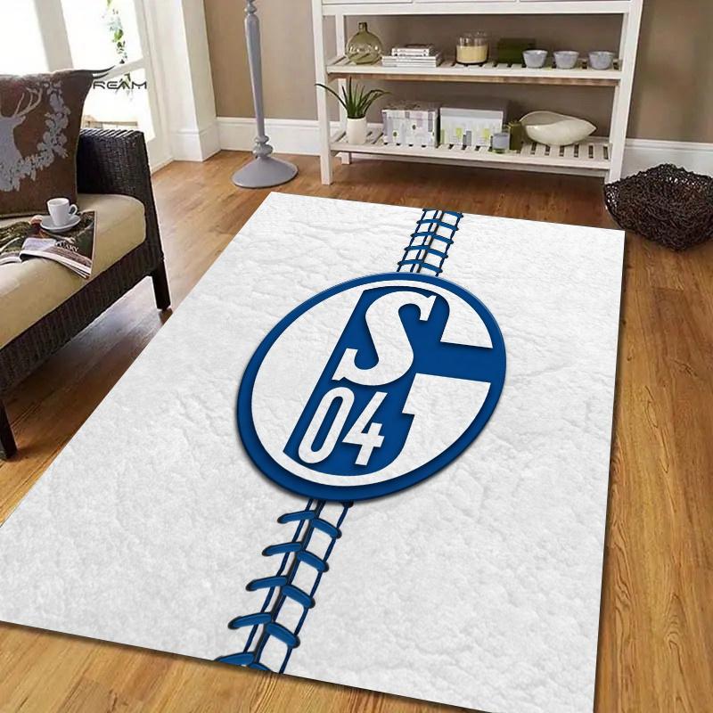 FC Schalke 04 Flannel Pattern Square Carpet,Area Rug,Carpet Rug for Living Room Bedroom Sofa Playroom Decor,Non-slip Floor Mat
