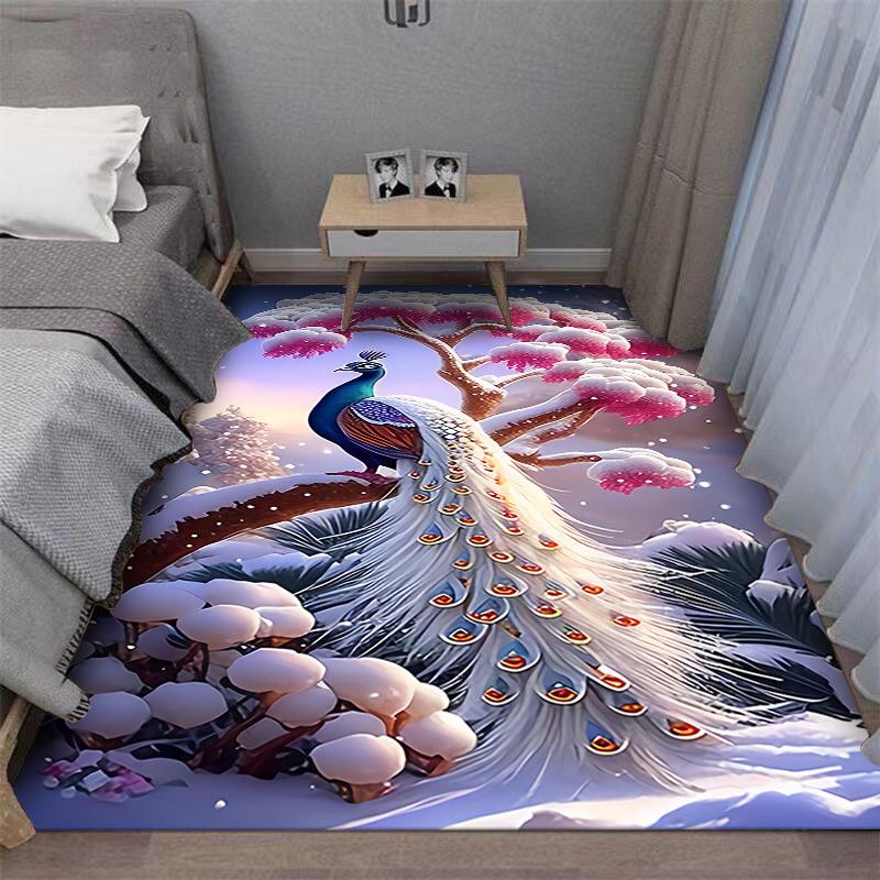 3d Bedside Thickened Peacock Bedroom Carpet Universal Four Seasons Bed Front Bay Window Mat Kitchen Living Room Highend Carpet