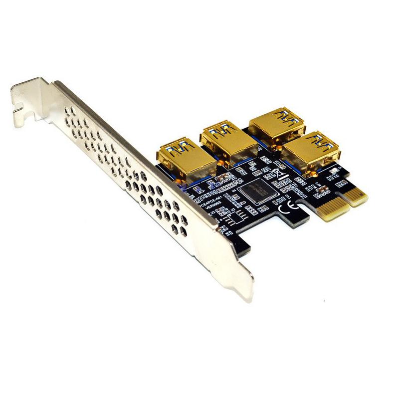 Адаптер карты расширения Usb3.0 Pci-e Express Карта мультипликатора порта Pcie с 1 по 4 слотами