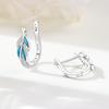 S925 Sterling Silver Blue Feather Lucky Symbol Earrings Hoop Earrings Women Jewelry Original Trendy Anniversary Gifts