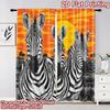 2D flat printing 2pcs Curtain Window Drapes Sunset with Zebras Digital Printed Polyester Drapes Festive Wall Decor for Holiday