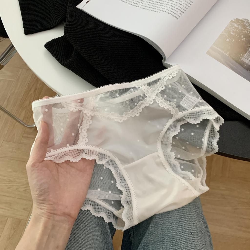 Women's Spring Summer Lace Mesh 10A Antibacterial Low Rise Panties