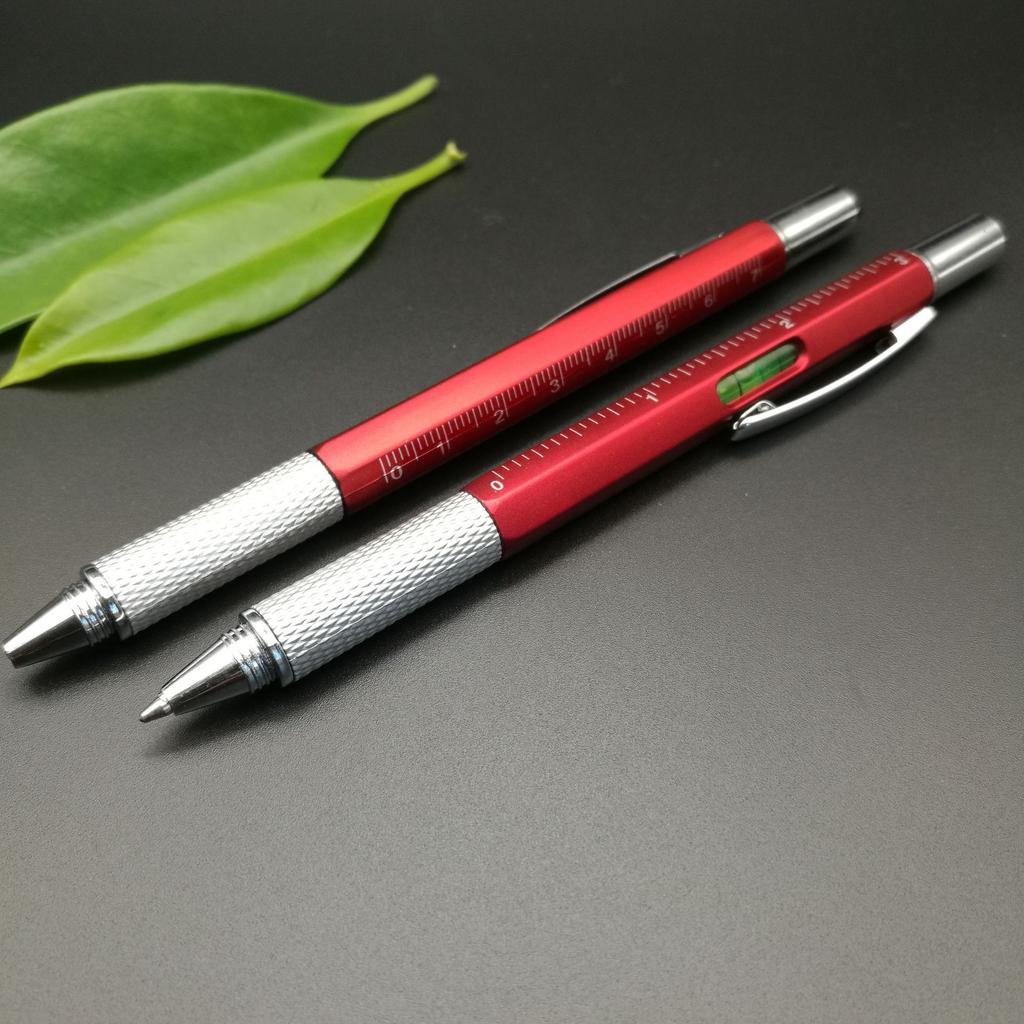 7 In 1 Multifunctional Pen Touch Screen Stylus Capacitive Pen with Screwdriver Ruler Levelgauge Refillable Ballpoint Pencil Tool