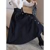 Весна Осень Женские Свободные Юбки С Высокой Талией Женская Черная Однотонная Юбка А-силуэта Женские Длинные Повседневные Юбки