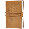 Handmade Leather Diary Embossed with a Leaf with Quotes Design, for Sketching, Scrapbooking, Drawing, Writing (Brown)