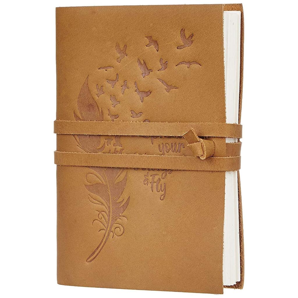 Кожаный дневник ручной работы с тиснением листа с дизайном цитат, для рисования, скрапбукинга, рисования, письма (коричневый)