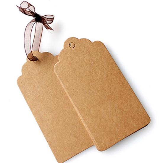 100pcs Wedding Party Kraft Paper Hang Tags Favor Punch Label Price Gift Cards