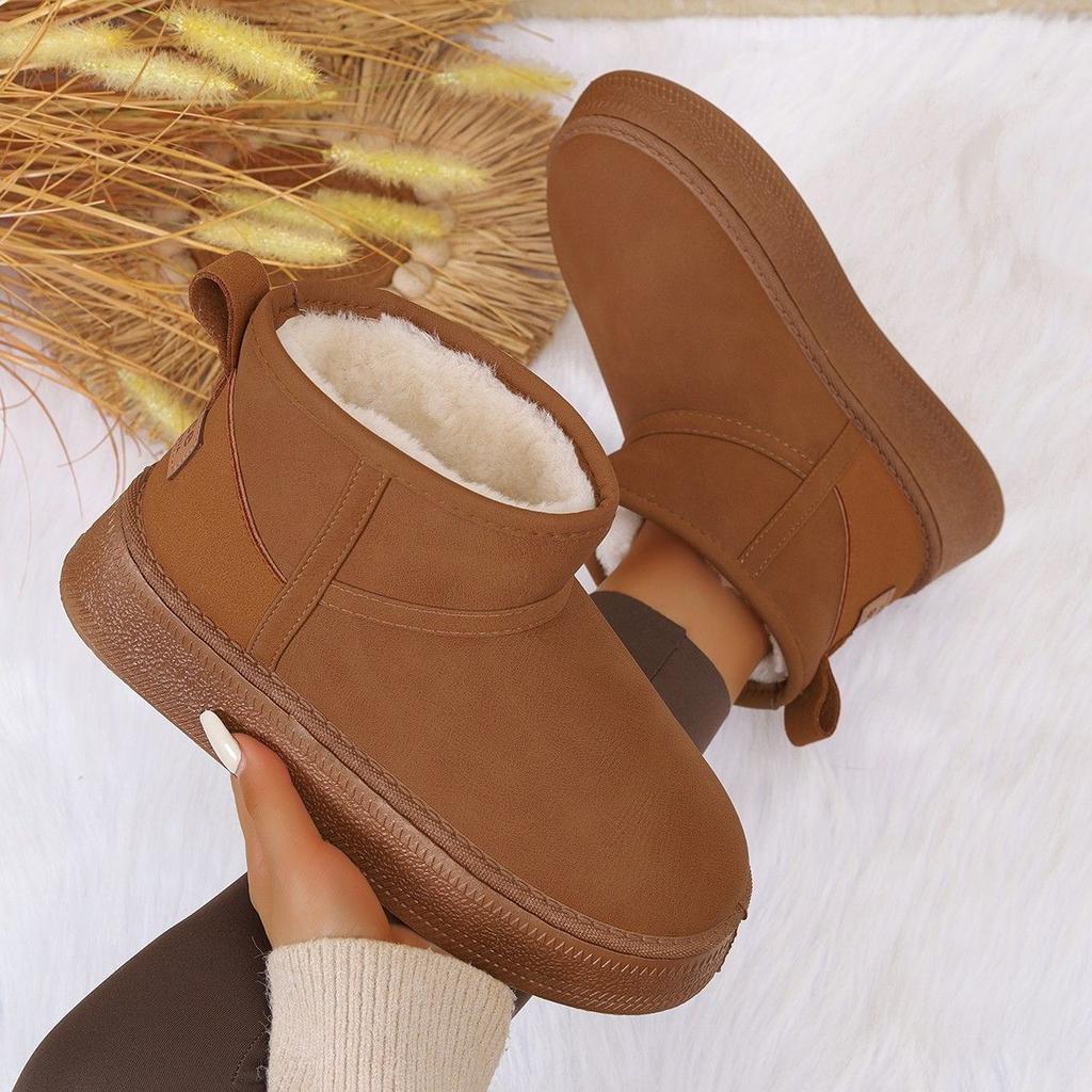 Fur Integrated Thick-soled Snow Boots Women's 2025 New Winter Velvet Thickened Short Tube Pure and Clear