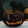 Halloween Pumpkin Light Spooky Carved Plastic Pumpkin Lantern Light-up Pumpkin Figurine for Outdoor Indoor Porch Room Decoration