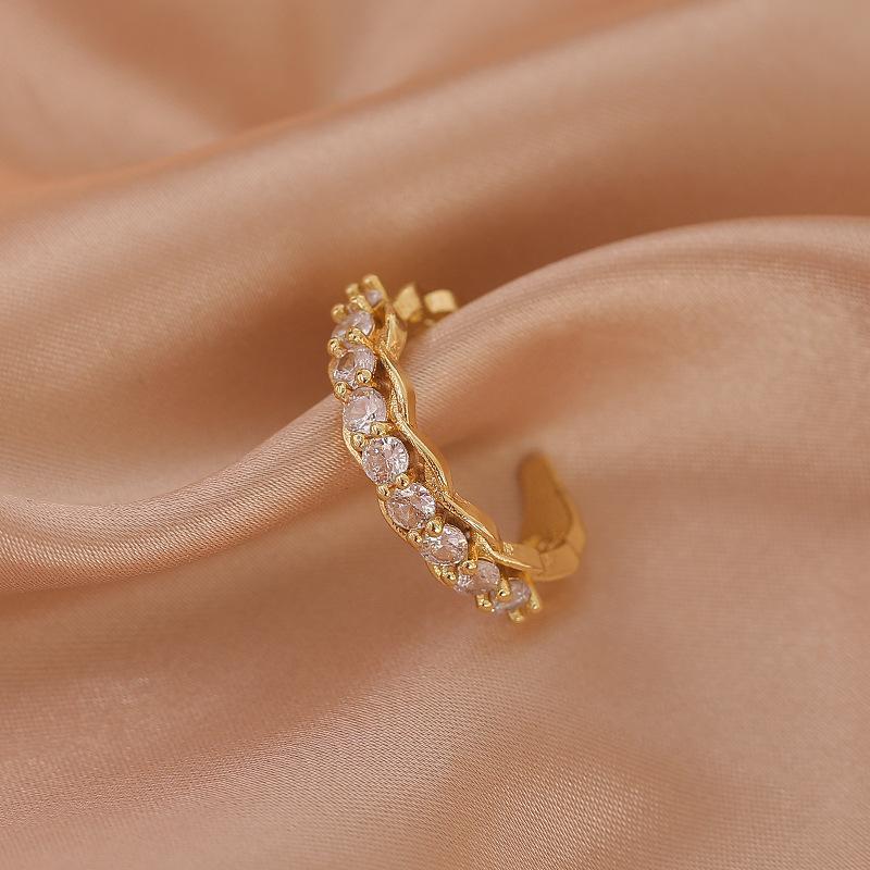 Real Gold Plated Zircon Flower Rings Luxury Personality Fashion Net Red Open Ring for Women Party Jewelry