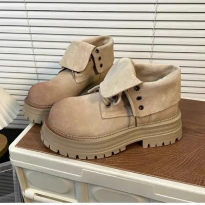 2024 Женские домашние сапоги на платформе, модные высокие ботильоны на шнуровке для женщин, массивные ботинки из искусственной кожи, женские мотоциклетные сапоги в готическом стиле