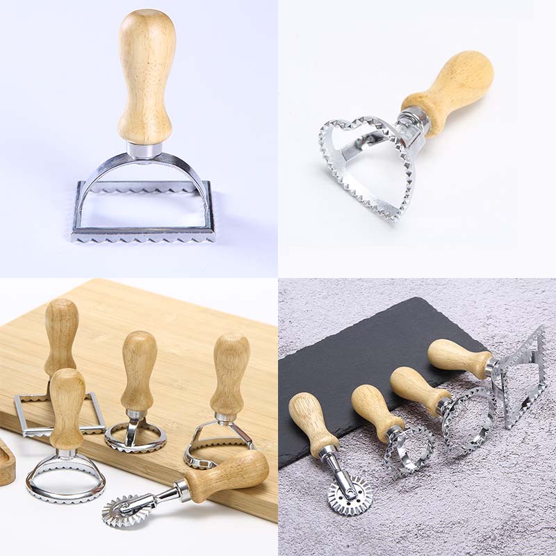 Ручные формы для пасты Главная Формочка для равиоли Пресс-форма для печенья с деревянной ручкой Кухонный инструмент для выпечки пельменей Лазанья Пироги