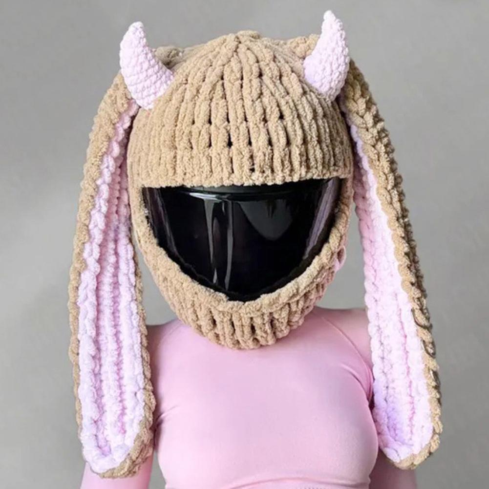 Motorcycle Helmet Cover Helmet Decoration Full Rabbit Plush Motocross Full Face Off Road Helmet Decoration Styling